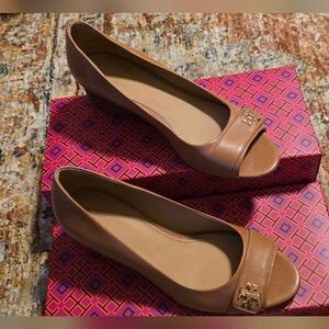 Tory Burch Tan Flats with Elegant Design
